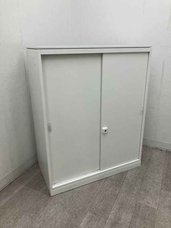 【中古品/※カギなし(作製不可)】オカムラ レクトラインシリーズ スライド書庫 4B413Y ホワイト