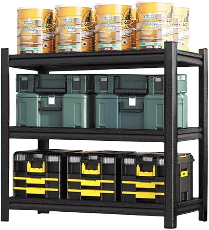 AKEMI LIVING スチールラック 高さ調整可能 高耐荷重 収納ラック キッチン 組立簡単 業務用 物置 倉庫 ガレージ (ブラック, 幅120cmx奥行60cmx高さ120cm)