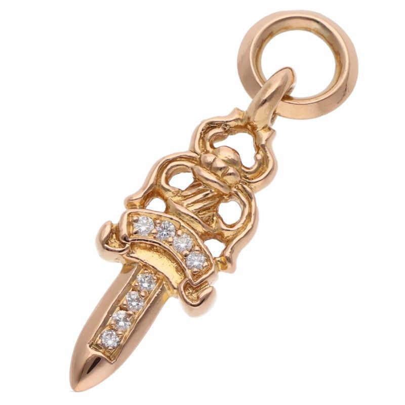 クロムハーツ 22K #5DAGGER P/DMND/#5ダガーチャーム PAVEダイヤ/ゴールドネックレストップ メンズ