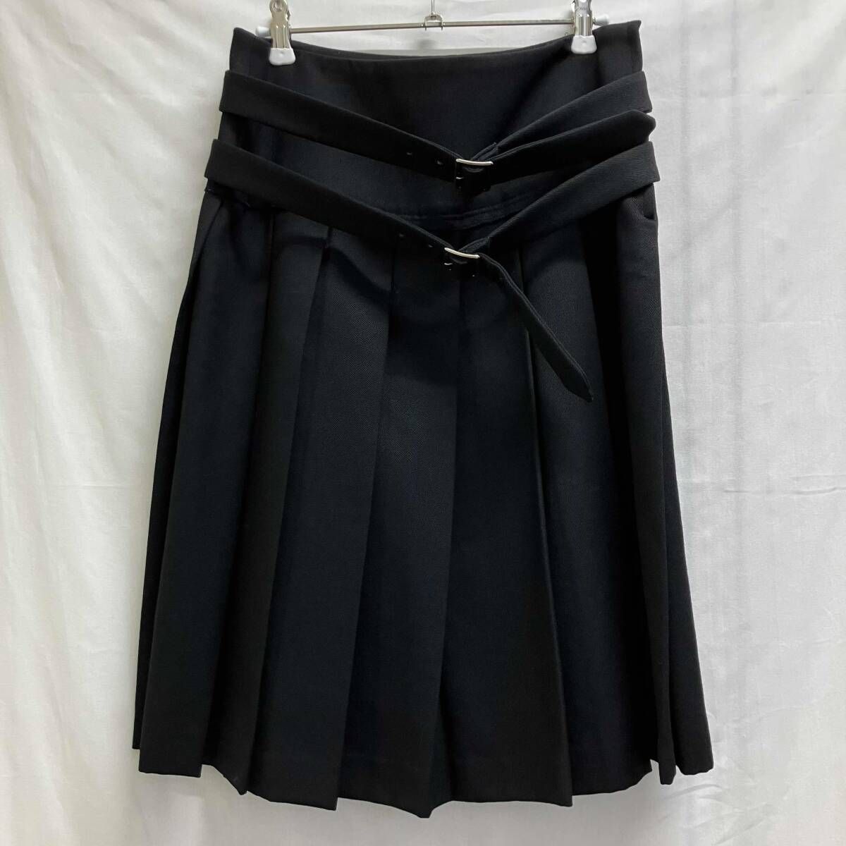 02aw COMME des GARCONS COMME des GARCONSbプリーツウールスカート ブラック Size SS W10S002 コムデギャルソン
