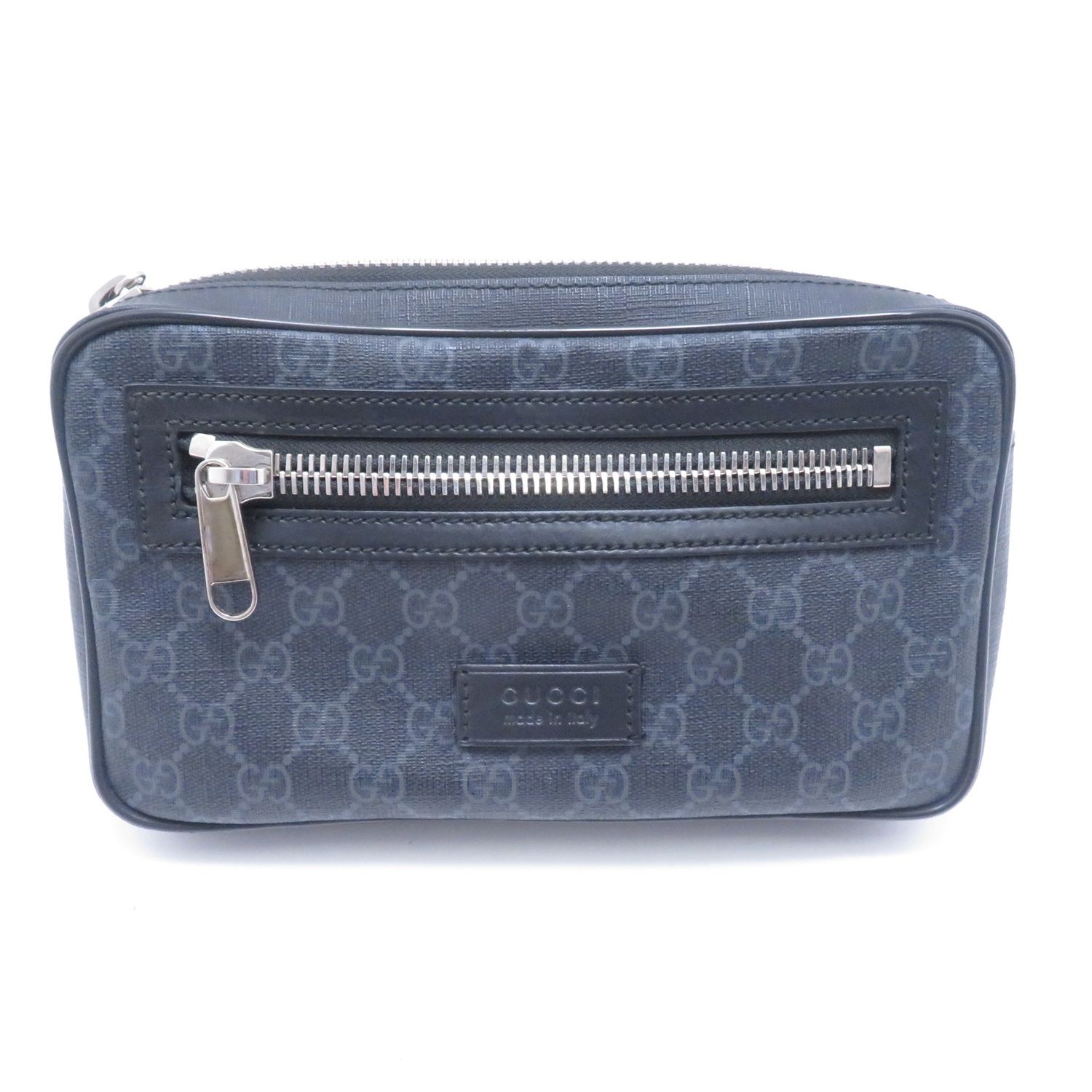 GUCCI グッチ GGスプリーム ウストバッグ ブラック PVC/レザー 474293 ウエストバッグ キャンバス ブラック レディース【中古】431