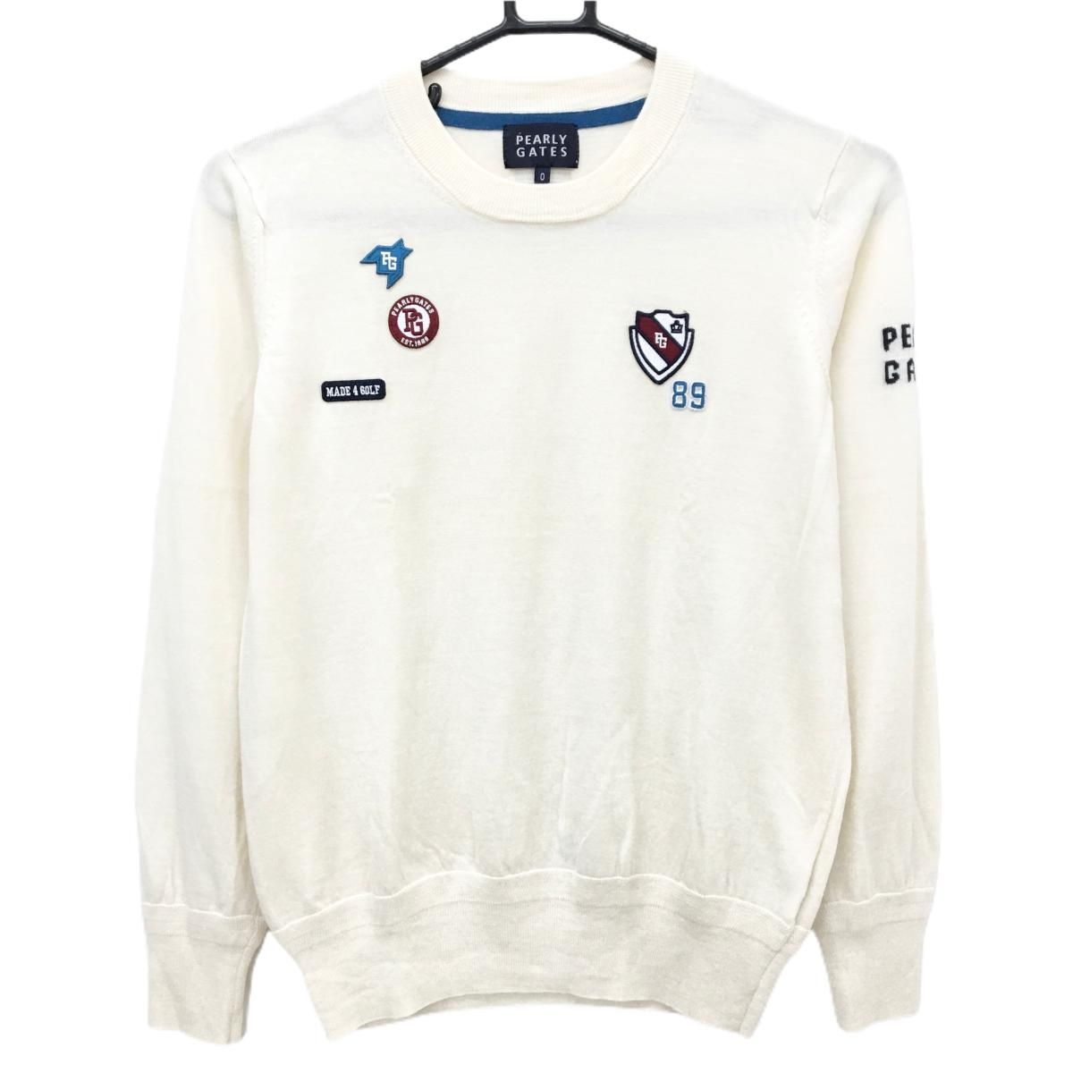 【超美品】パーリーゲイツ セーター 白 複数ワッペン ウール100％ ニット レディース 0(S) ゴルフウェア PEARLY GATES 7,185円