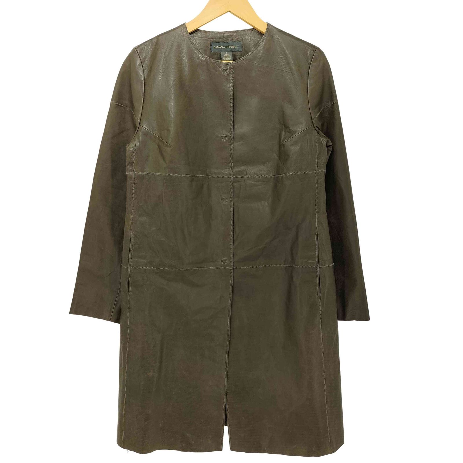 バナナリパブリック BANANA REPUBLIC ノーカラーレザーコート レディース import：S