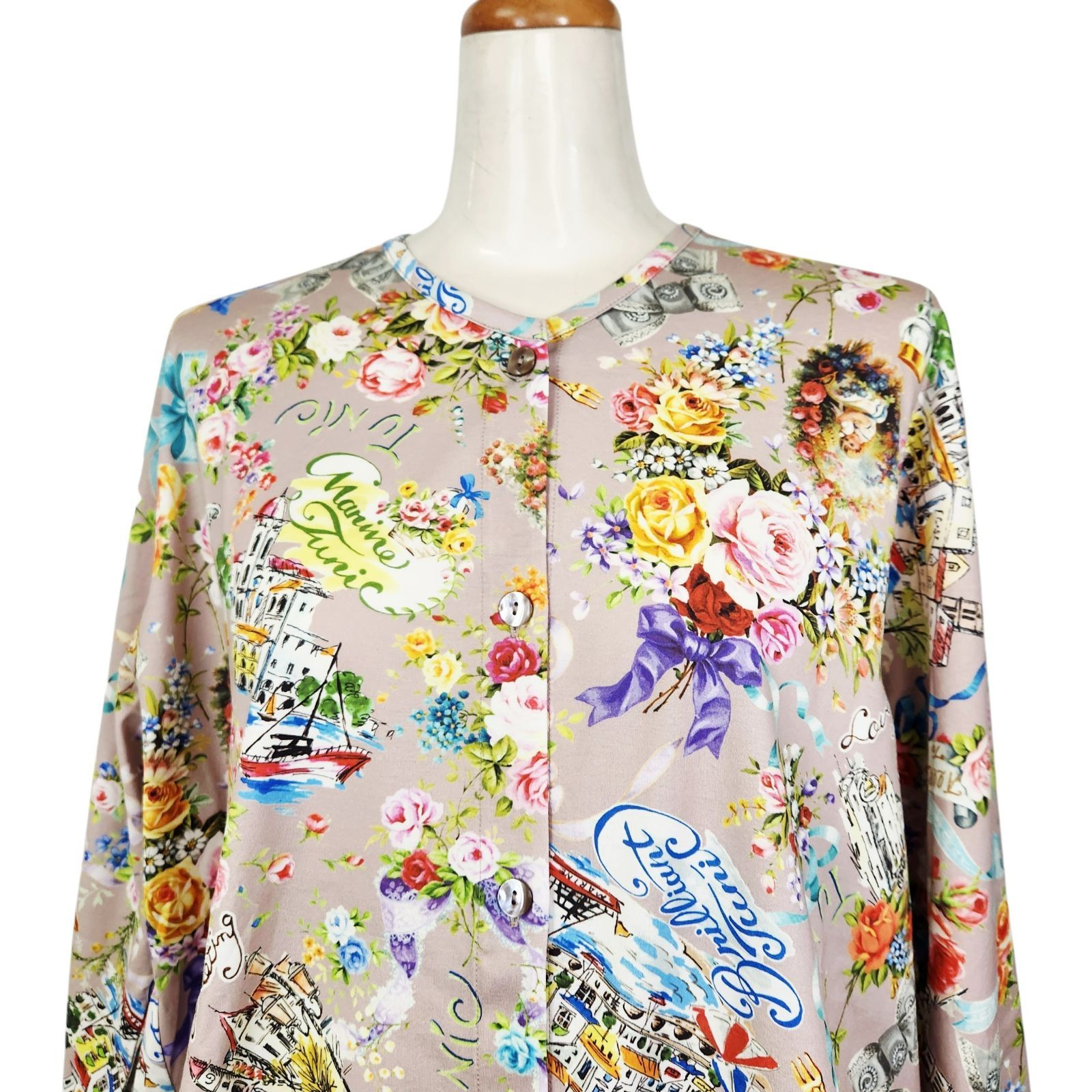 鴨居羊子パジャマ　新品未使用‼️TUNIC　８０双天竺ニット　マリンラブプリント　ベージュ色 　26243 14,288円