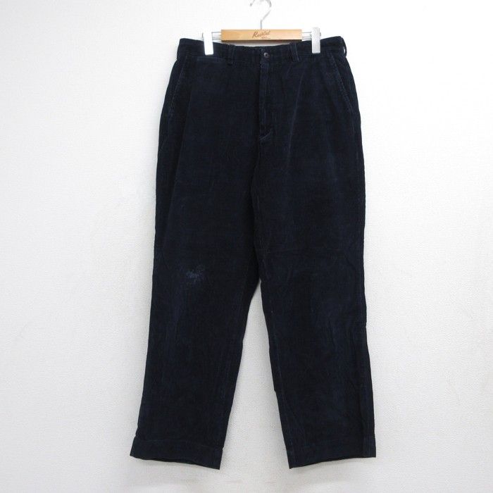 W31/古着 ラルフローレン Ralph Lauren コーデュロイ パンツ メンズ 90年代 90s 太畝 ポロラルフローレン ネイビー 26aug27 6,604円