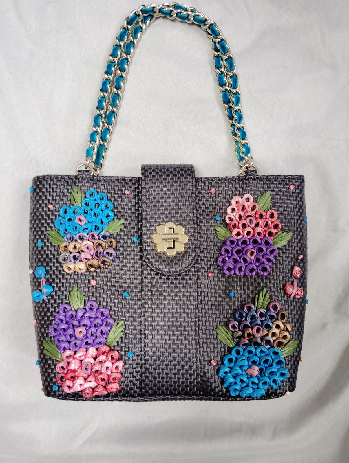 ANNA SUI　かごバッグ　花柄　(208)