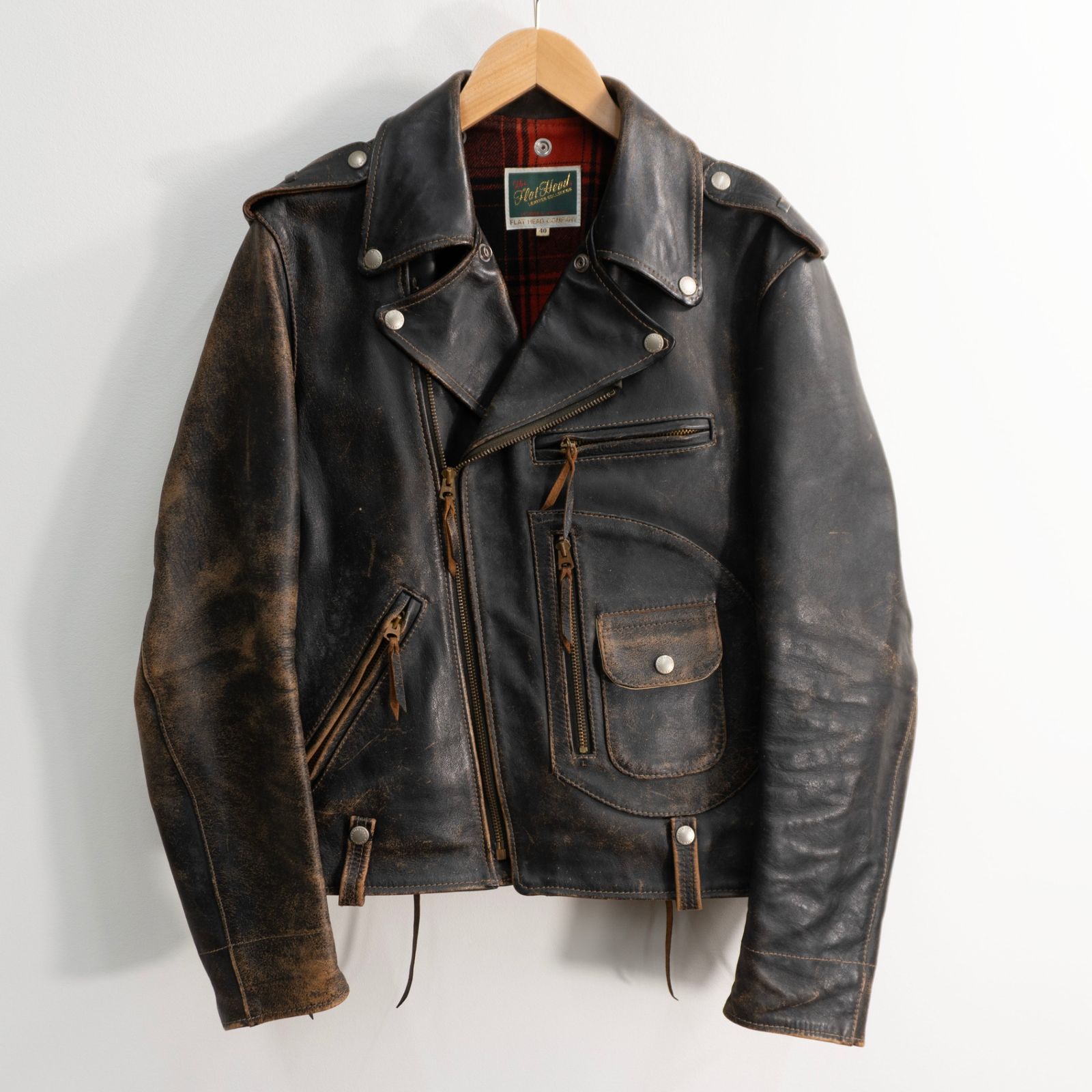 【雰囲気抜群】THE FLAT HEAD【ホースハイド レザー Dポケ ダブルライダース ジャケット WRJ-51】40 フラットヘッド 26080788 36,465円