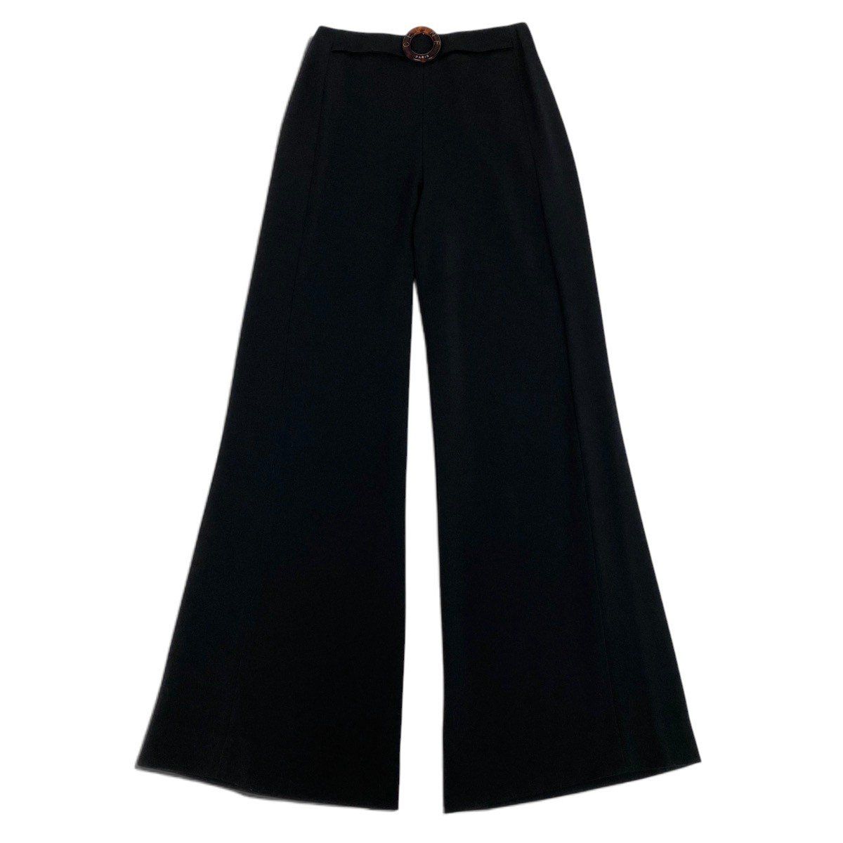 Ei3 CELINE セリーヌ フロント ロゴバックル ストレートパンツ ボトムス サイズ36 ブラック レディースo07t 6,319円