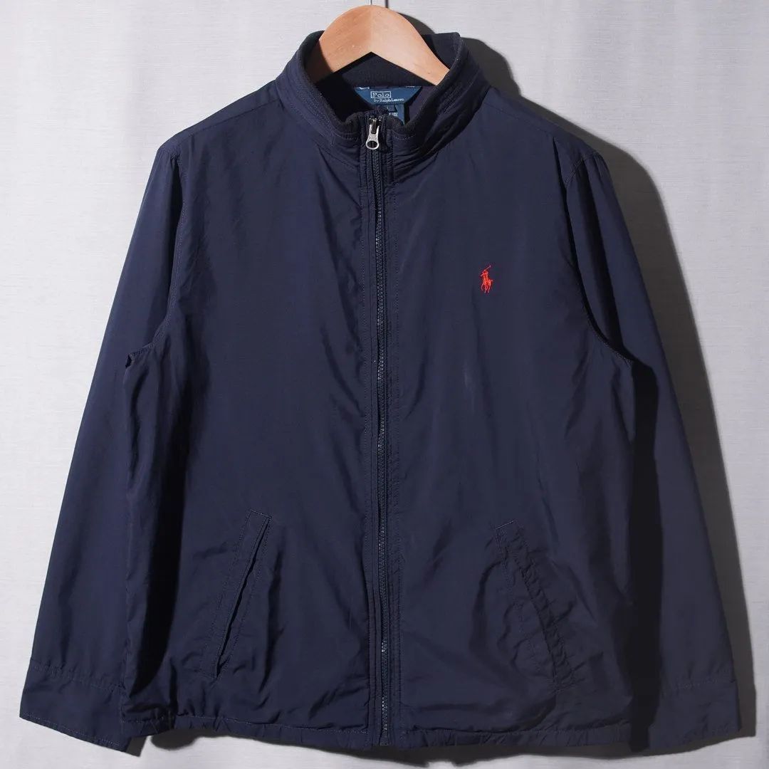90s ポロ ラルフローレン 刺繍 ナイロンジャケット ホワイト×ブルー L 90s ポロラルフローレン Polo by Ralph Lauren ナイロンジャケット