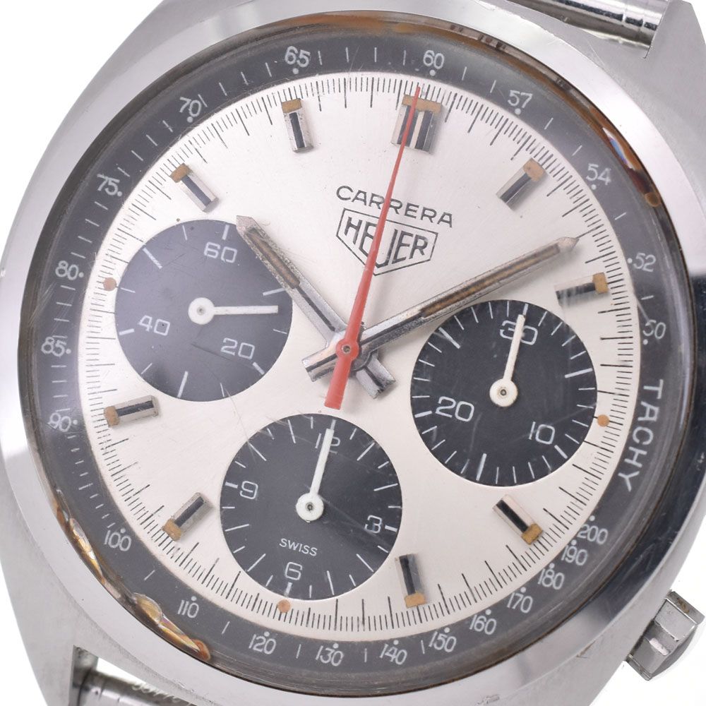 ホイヤー Heuer 73653 ヴィンテージ カレラ バルジュー7736 シルバー 手巻き メンズ 良品 腕時計 H#150246