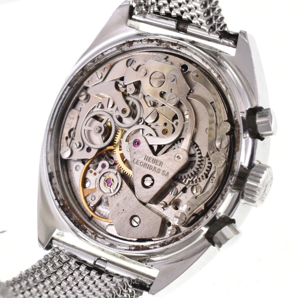 ホイヤー Heuer 73653 ヴィンテージ カレラ バルジュー7736 シルバー 手巻き メンズ 良品 腕時計 H#150246