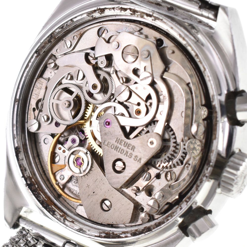 ホイヤー Heuer 73653 ヴィンテージ カレラ バルジュー7736 シルバー 手巻き メンズ 良品 腕時計 H#150246