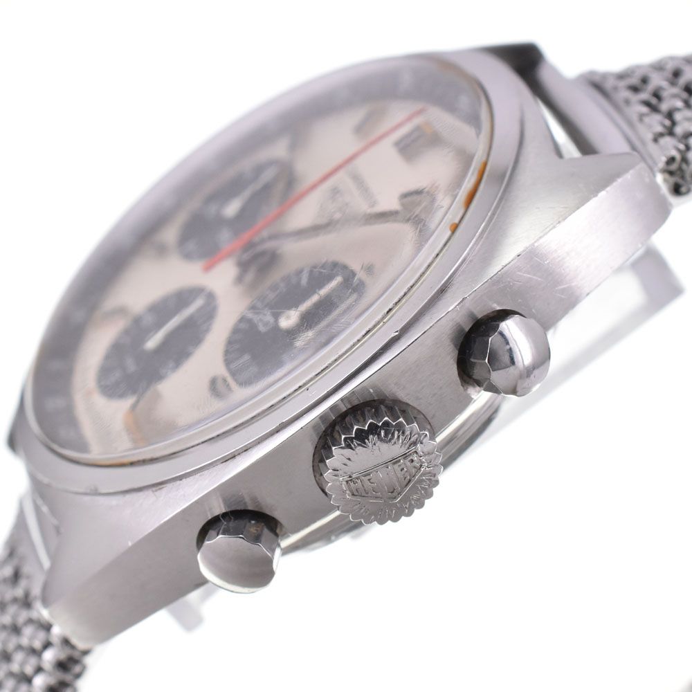 ホイヤー Heuer 73653 ヴィンテージ カレラ バルジュー7736 シルバー 手巻き メンズ 良品 腕時計 H#150246