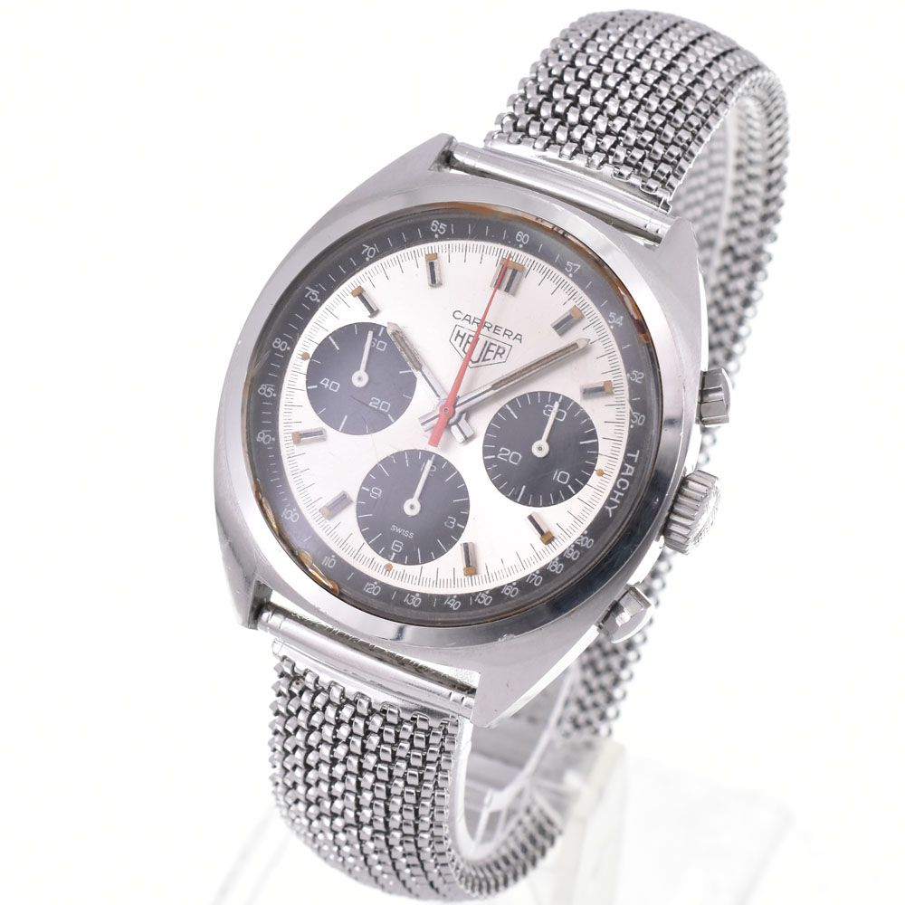ホイヤー Heuer 73653 ヴィンテージ カレラ バルジュー7736 シルバー 手巻き メンズ 良品 腕時計 H#150246