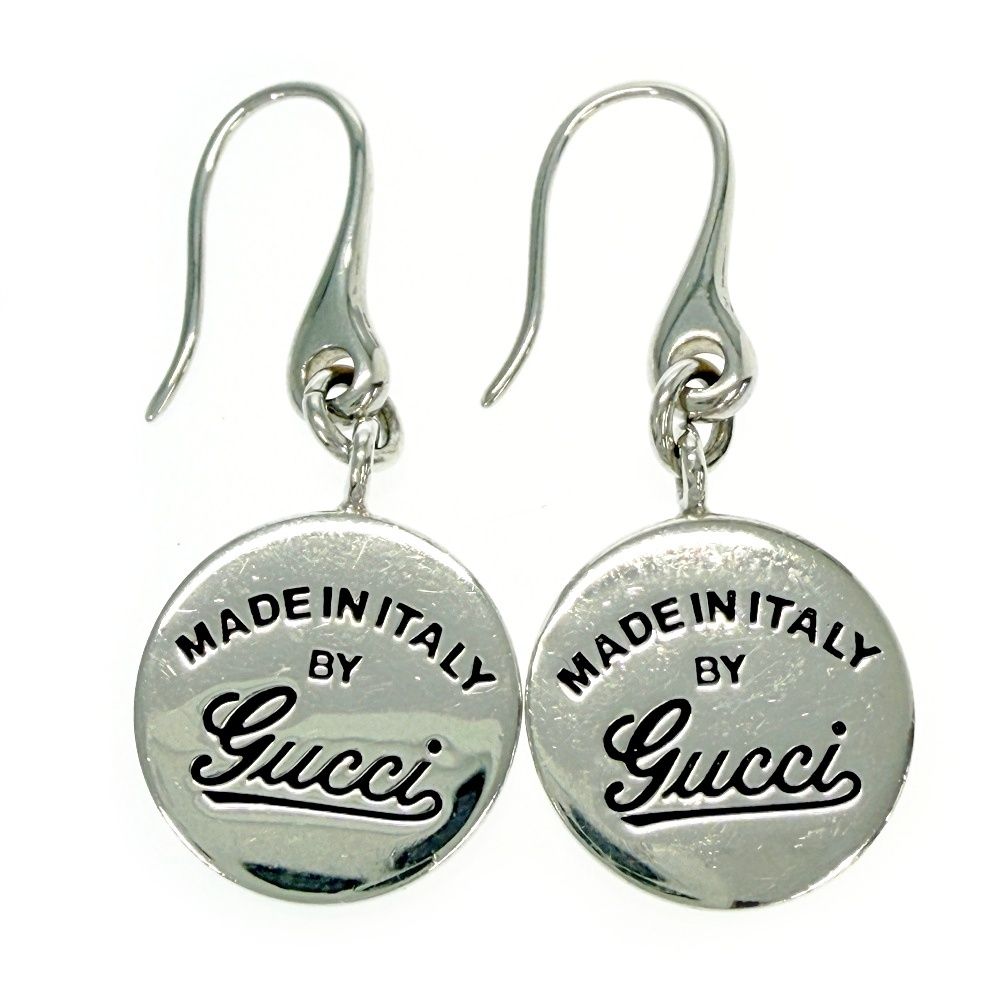 【中古】【保存袋付き】 GUCCI グッチ シルバー ロゴ ラウンド フック ピアス 8.5g 925刻印 700874 ピアス