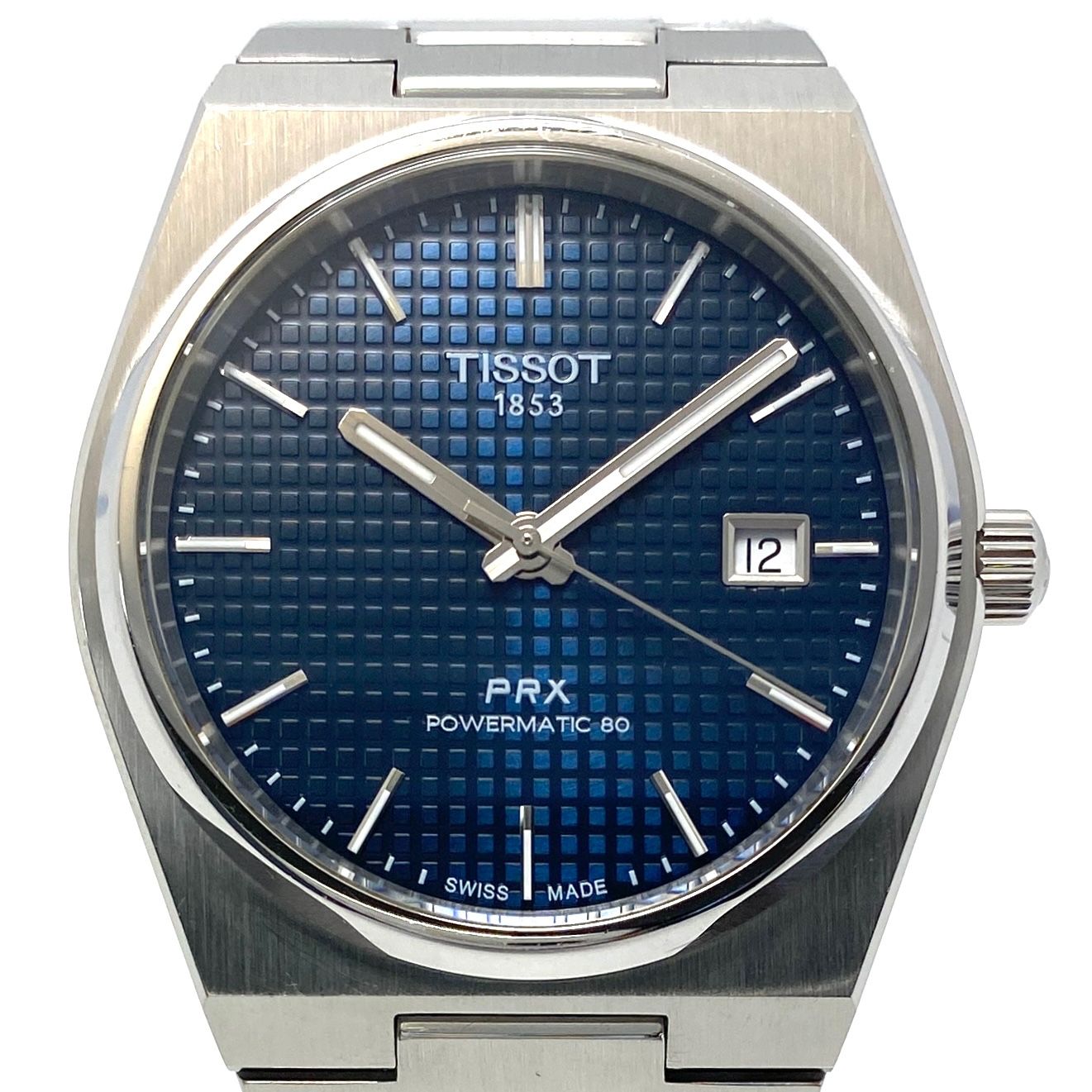 【動作良好】腕時計 メンズ ティソ TISSOT PRX パワーマティック80 T137407A 自動巻 ブルー デイト表示 裏スケ