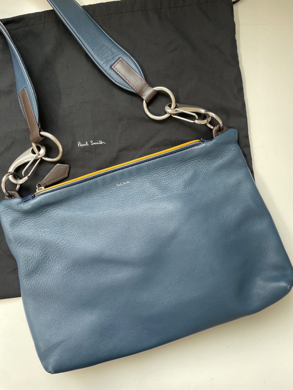 Paul Smith ポールスミス ショルダーバッグ クラッチ レザー 紺 ネイビー マルチカラー