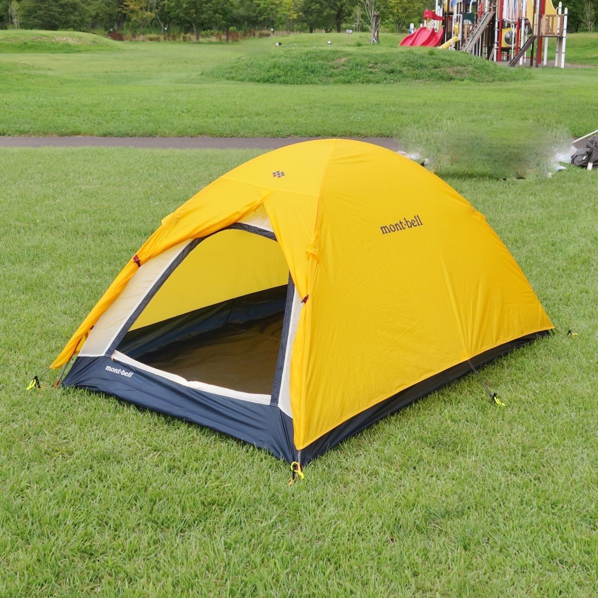 極美品 モンベル mont-bell テント ステラリッジテント2 Stellaridge Tent 2 グランドシート付き 山岳 キャンプ アウトドア イエロー