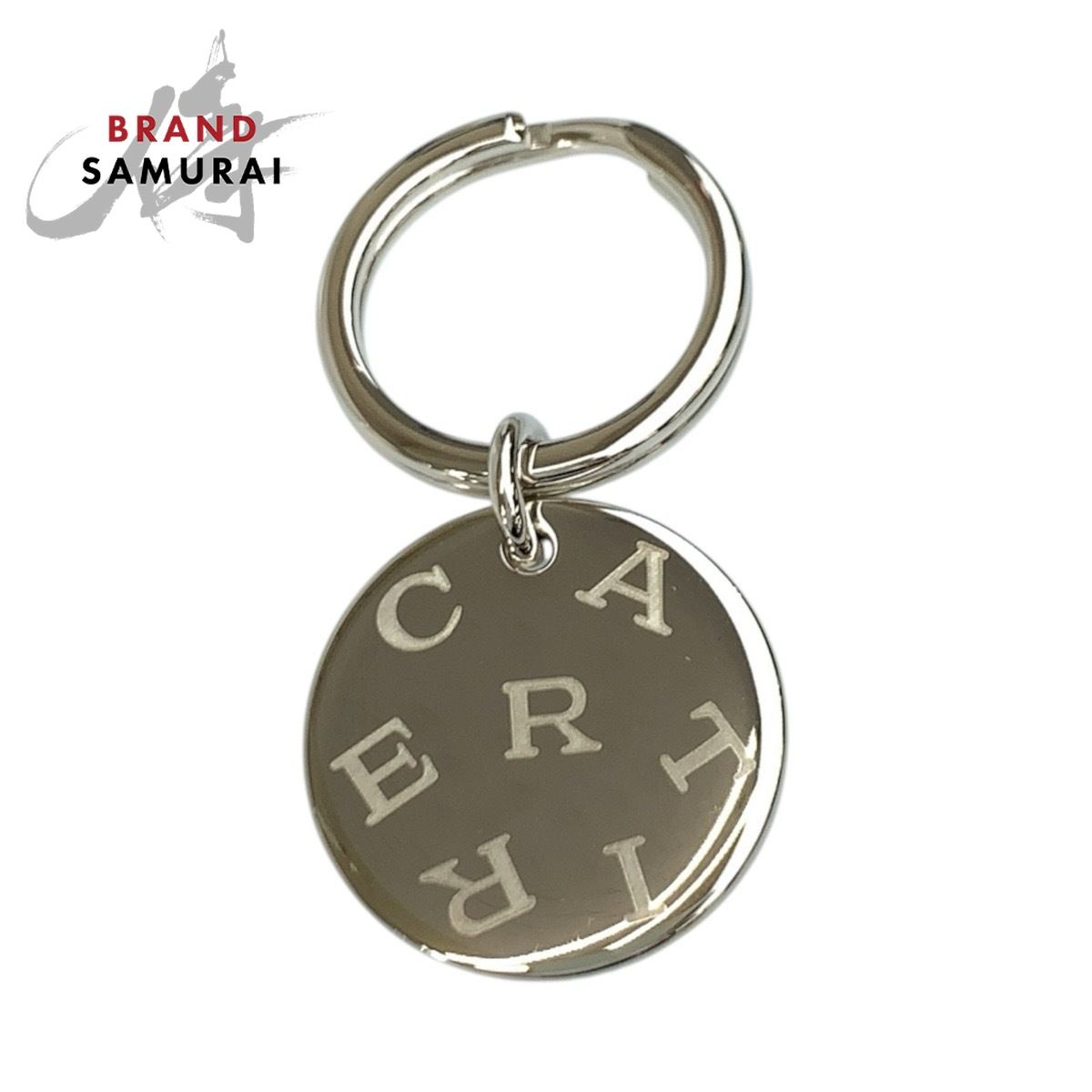超美品 CARTIER カルティエ ロゴモチーフ シルバー ステンレス キーホルダー キーリング レディース 604174【中古】