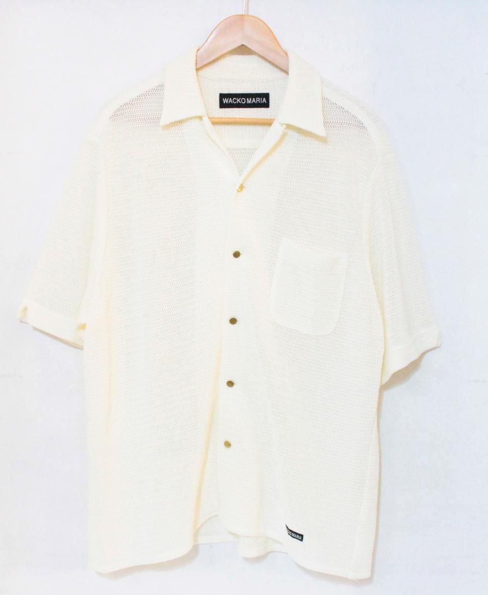 【中古】 WACKO MARIA メンズ半袖シャツ M WACKO MARIA/25SS/SUMMER KNIT OPEN COLLAR SHIRT/M/白 ホワイト/25SS-WMK-KN24