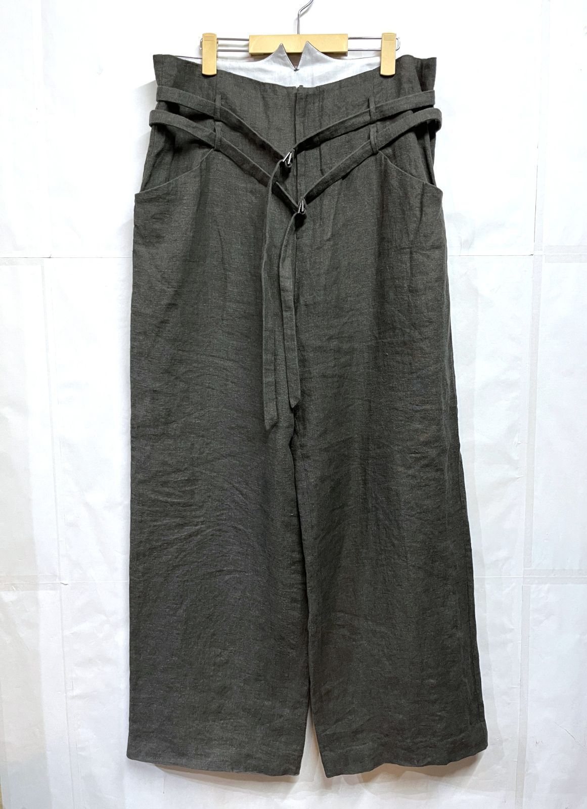 bajra｜バジュラ 123UP01 ダブルベルト リネン ワイドパンツ 9,372円