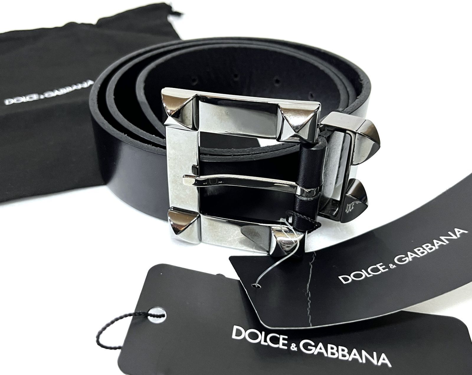 DOLCE&GABBANA|ドルチェ&ガッバーナ スタッズバックルレザーベルト D&G KWY