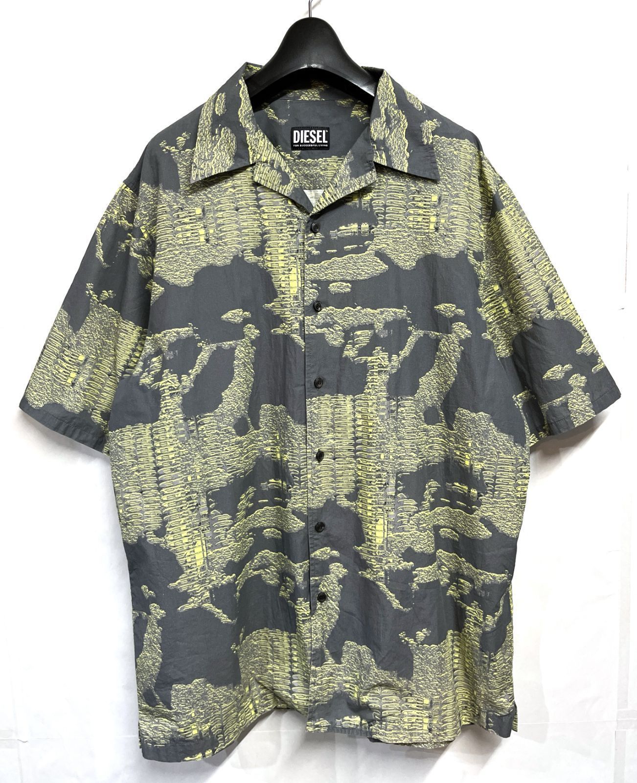 DIESEL｜ディーゼル S-FRANK-A 総柄 オープンカラー 半袖シャツ アロハシャツ