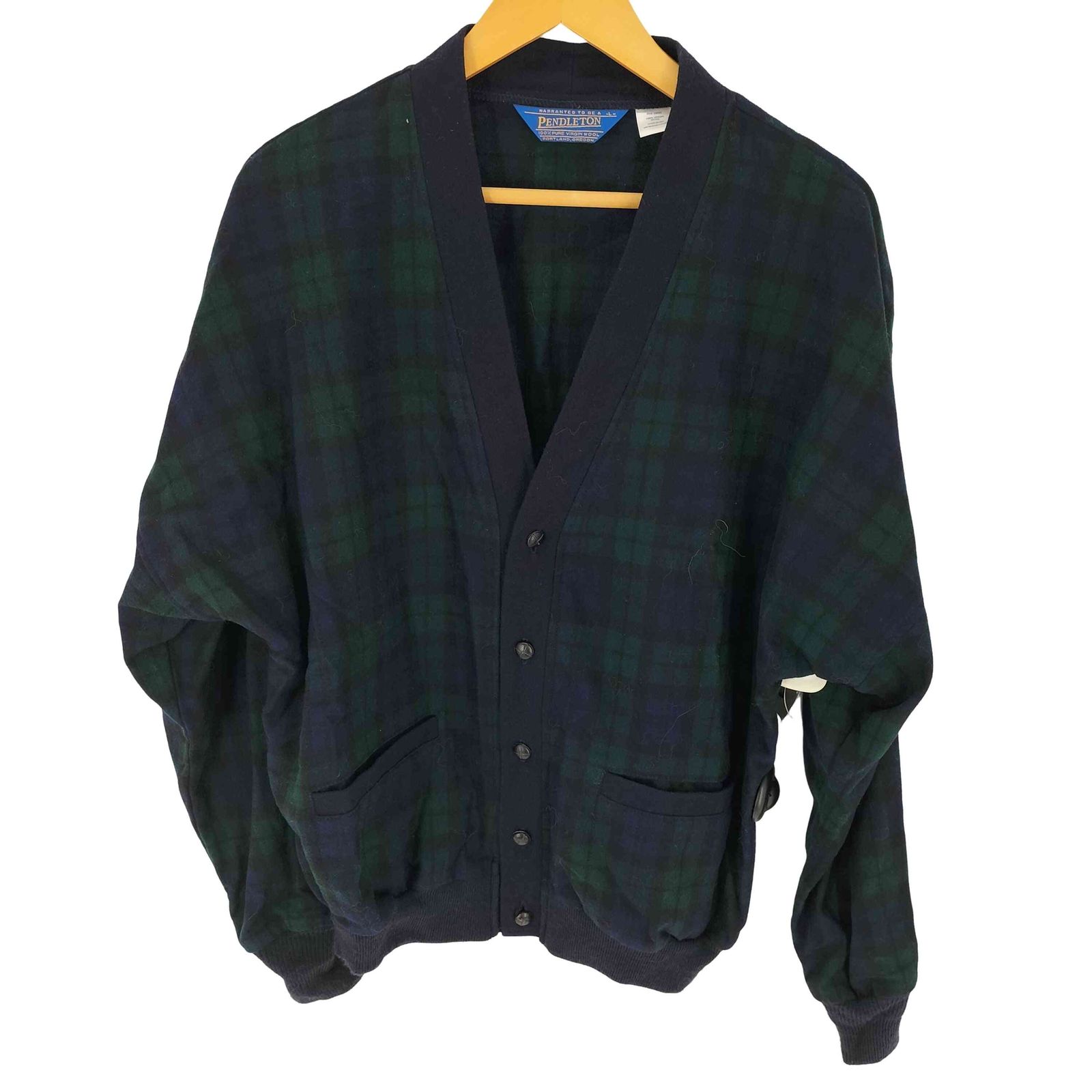 ペンドルトン PENDLETON USA製 ブラックウォッチ チェック ウール カーディガン メンズ import：L