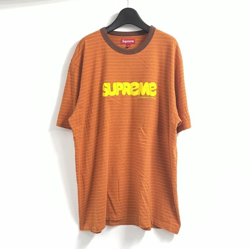 【中古】Supreme 25SS ボーダー Bubble Tシャツ サイズXL オレンジ シュプリーム[17]