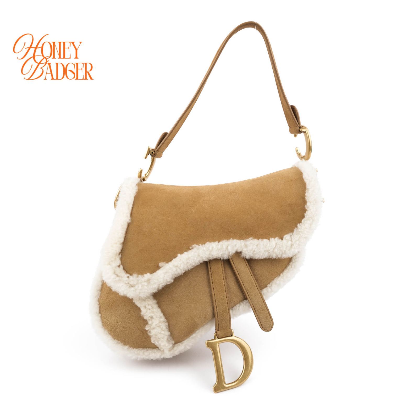 【極美品・希少シアリング】ディオール Christian Dior サドルバッグ SADDLE クラシック ハンドバッグ ショルダーバッグ 肩掛け シアリング ムートン スエード ボア キャメル ベージュ色 ゴールド金具 本革 レザー 廃盤 希少品 レディース