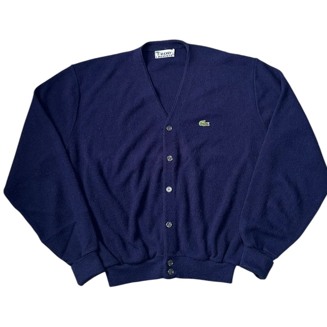 80s-Early 90s IZOD LACOSTE Knit Cardigan Navy XL / 80〜90年代初頭 アイゾッド ラコステ ニットカーディガン ネイビー XL