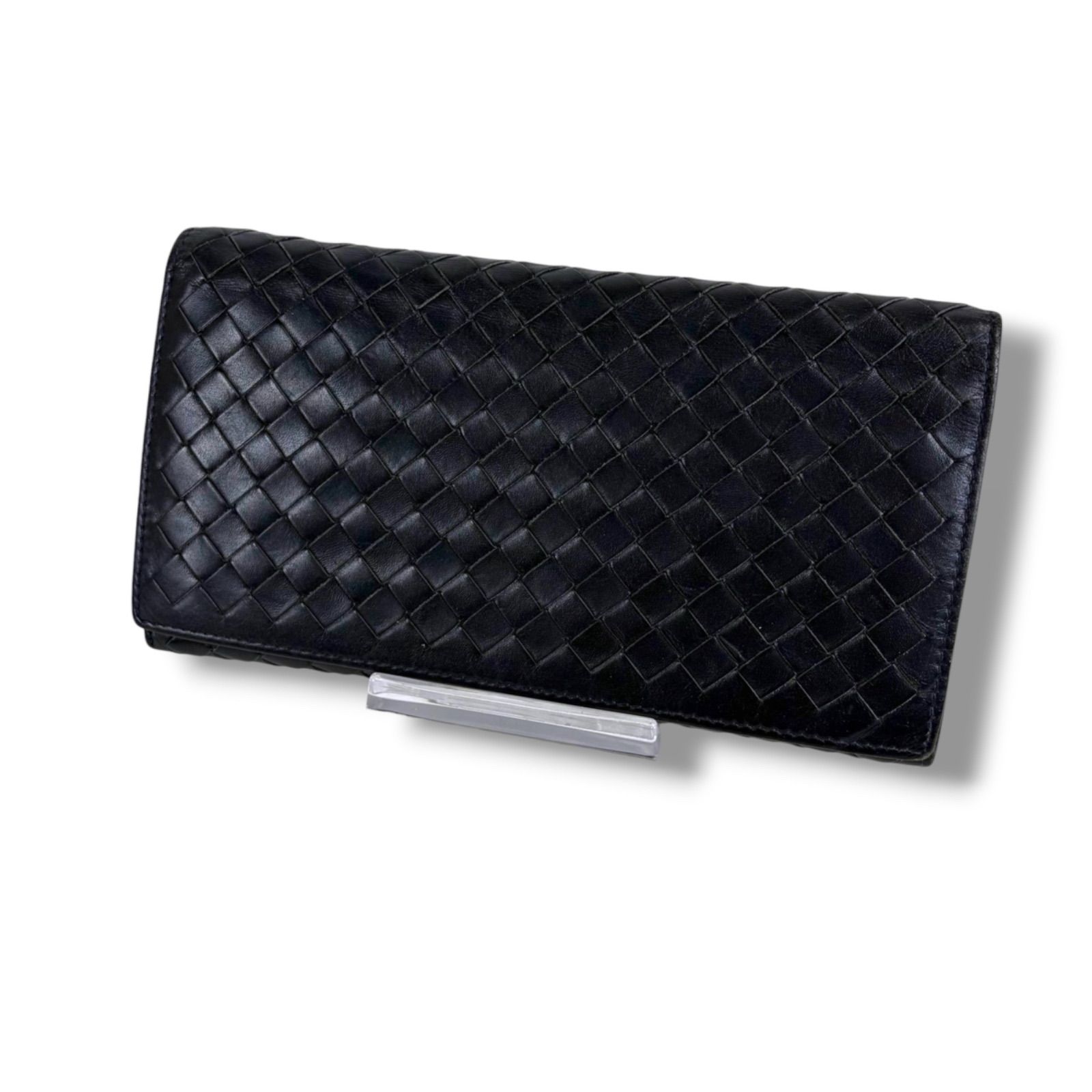 BOTTEGA VENETA Intrecciato Leather Long Wallet ボッテガヴェネタ イントレチャートレザー 二つ折り　長財布 ダークネイビー
