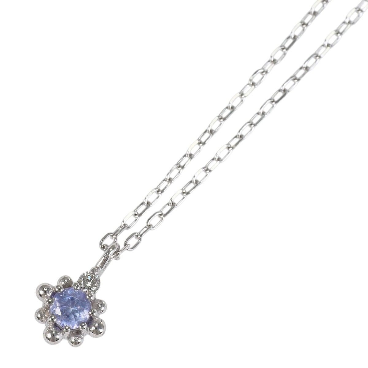 K18WG ネックレス タンザナイト ダイヤモンド 0.01ct 総重量約1.0g 約40cm