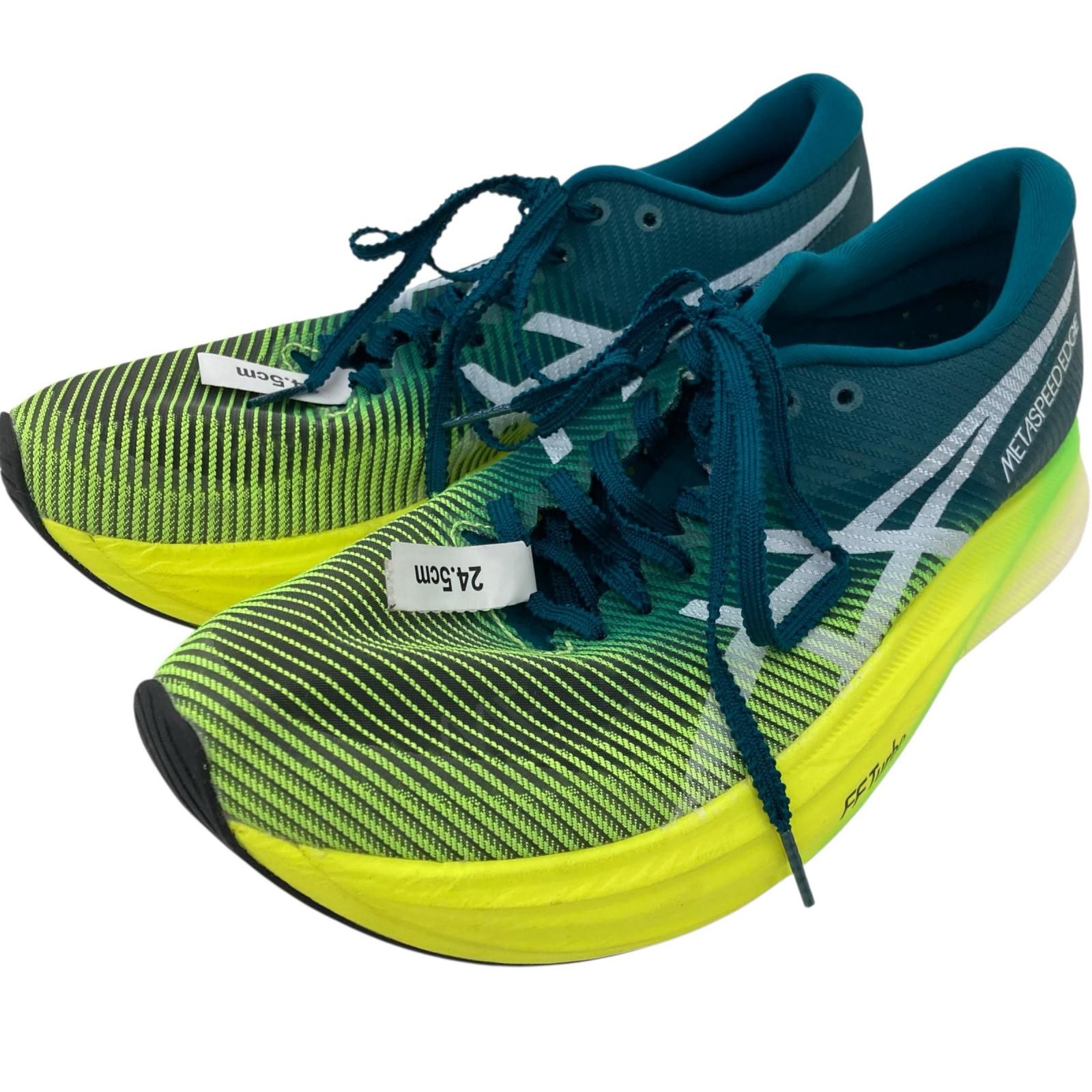 170050 現状品 asics アシックス METASPEED EDGE FF Turbo ランニングシューズ 24.5cm セーフティーイエロー/ブラック ユニセックス