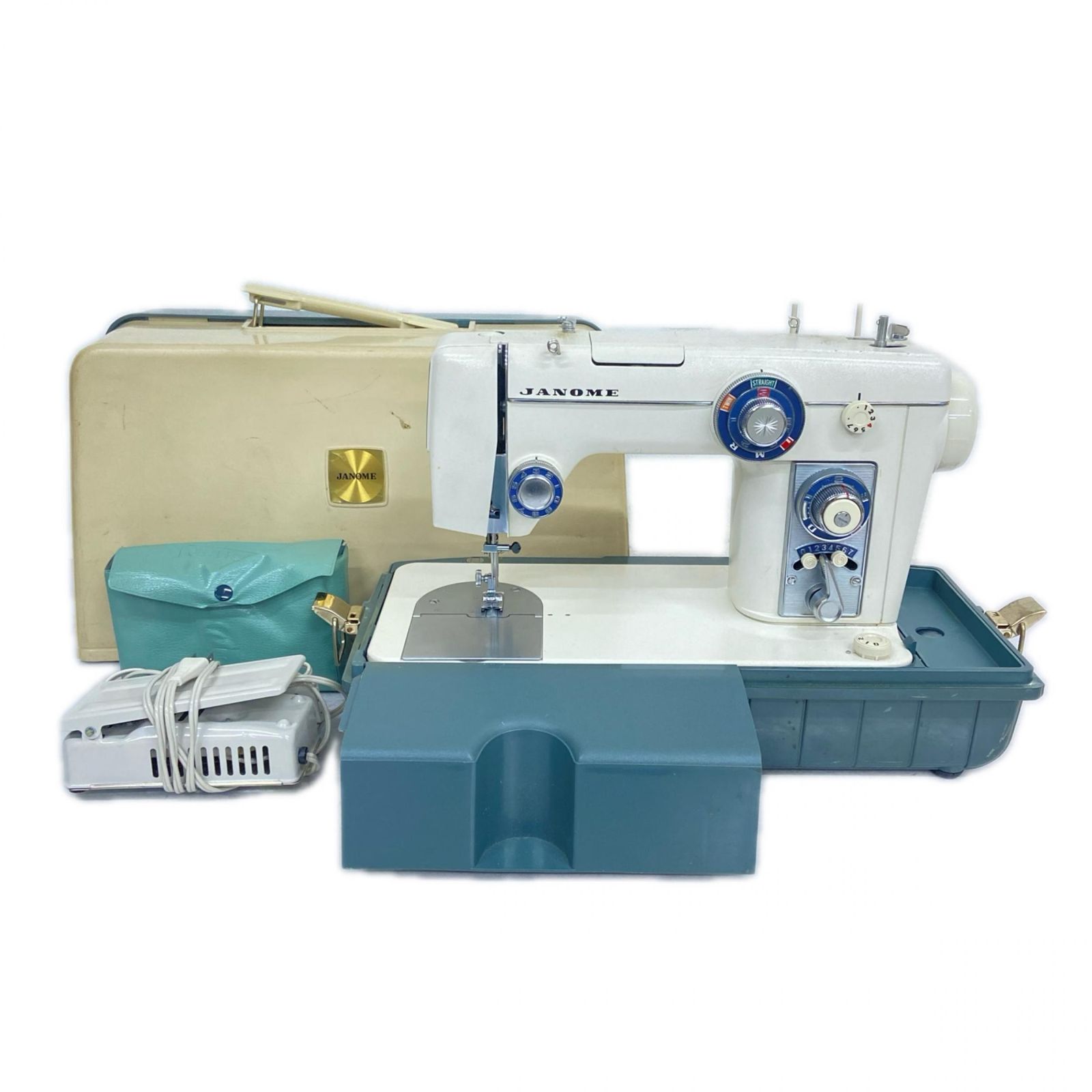 8E030Janome ジャノメ アンティークミシン 裁縫 手芸 ハンドクラフト 針とプーリーの連動稼働 MODEL 801 電子ミシン 中古【通⚪︎】