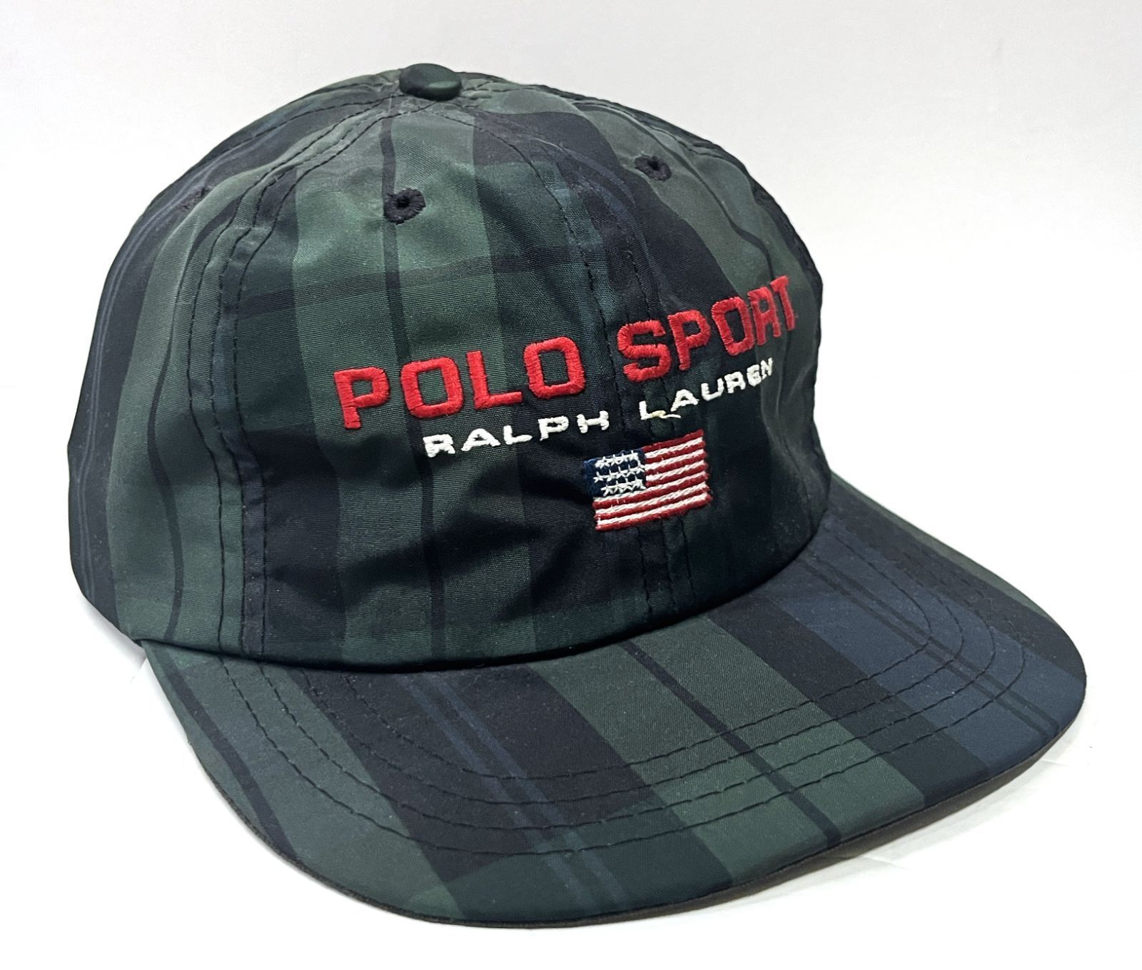 90s ヴィンテージ POLO SPORT RALPH LAUREN｜ポロスポーツ ラルフローレン ロゴ刺繍 チェック 6パネルキャップ ベースボール 帽子 14,850円