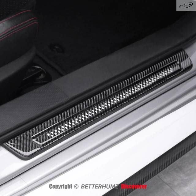 スバル BRZ/トヨタ GR86 2021用 カーボン車内ドアシルモール ウェルカムパデル スレッショルドステッカー チューニングアクセサリー