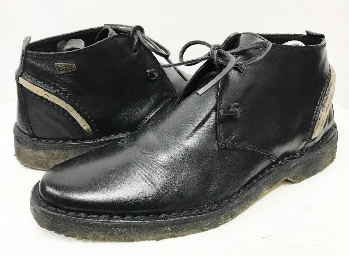 Clarks｜クラークス レザーチャッカブーツ UK6.5/G ブラック シューズ 靴 黒