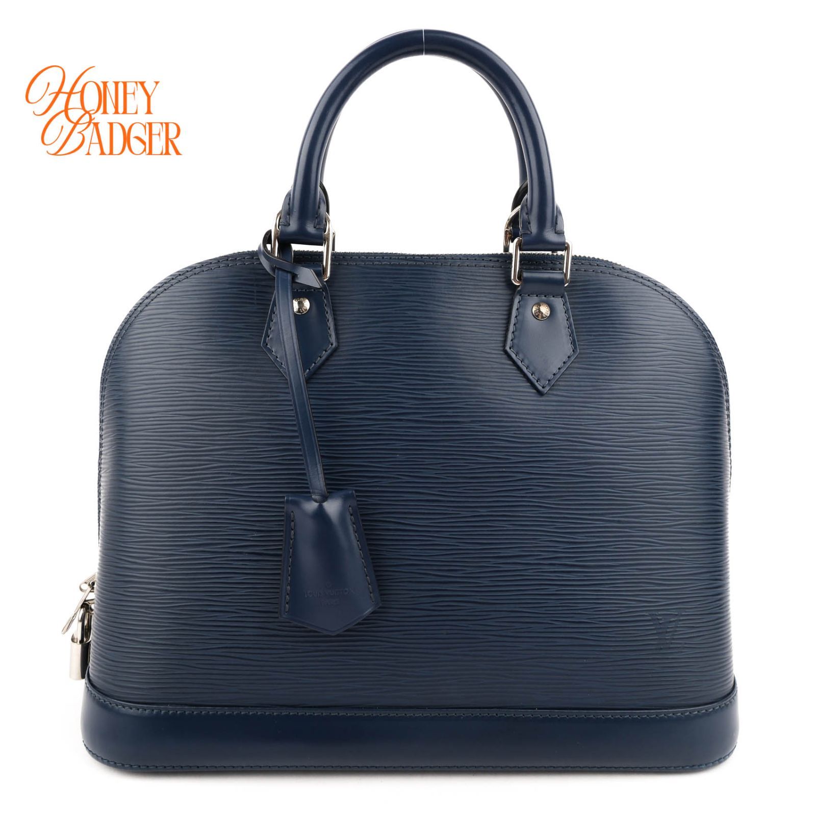 【美品・鍵・クロシェット付】ルイヴィトン LOUIS VUITTON LV アルマ PM エピ ハンドバッグ 手提げ ネイビー 紺 紺色 ブルー ダークブルー シルバー金具 エピレザー 本革 レザー パドロック カデナ 廃盤色 希少色 定番 人気 レディース