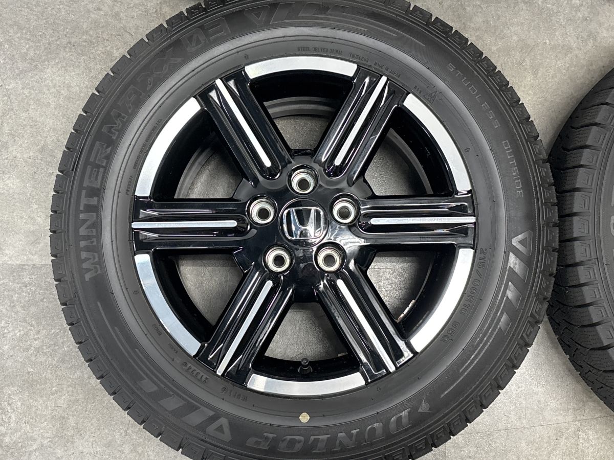 ① ホンダ純正アルミ 215/60R16 PCD114.3 ヴェゼル オデッセイ 美品 バリ溝】ホンダ ヴェゼル 純正 16in 7J +50 PCD114.3 ダンロップ