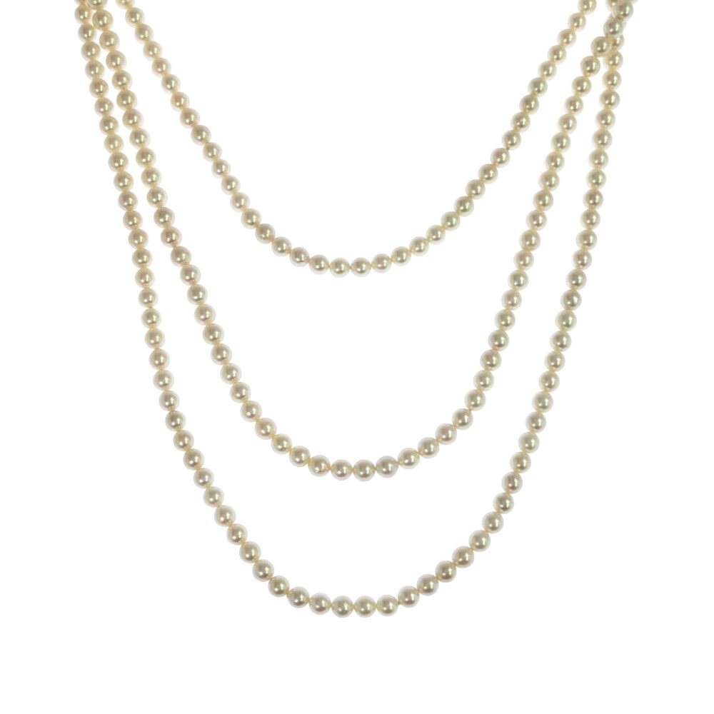 5.5-6.0mm ロング アコヤ真珠 Japan Pearl 養殖真珠 真珠 パール ネックレス ペンダント Silver/銀製-87.7g シルバー【♀】【A】【レディース】★■624654【中古】