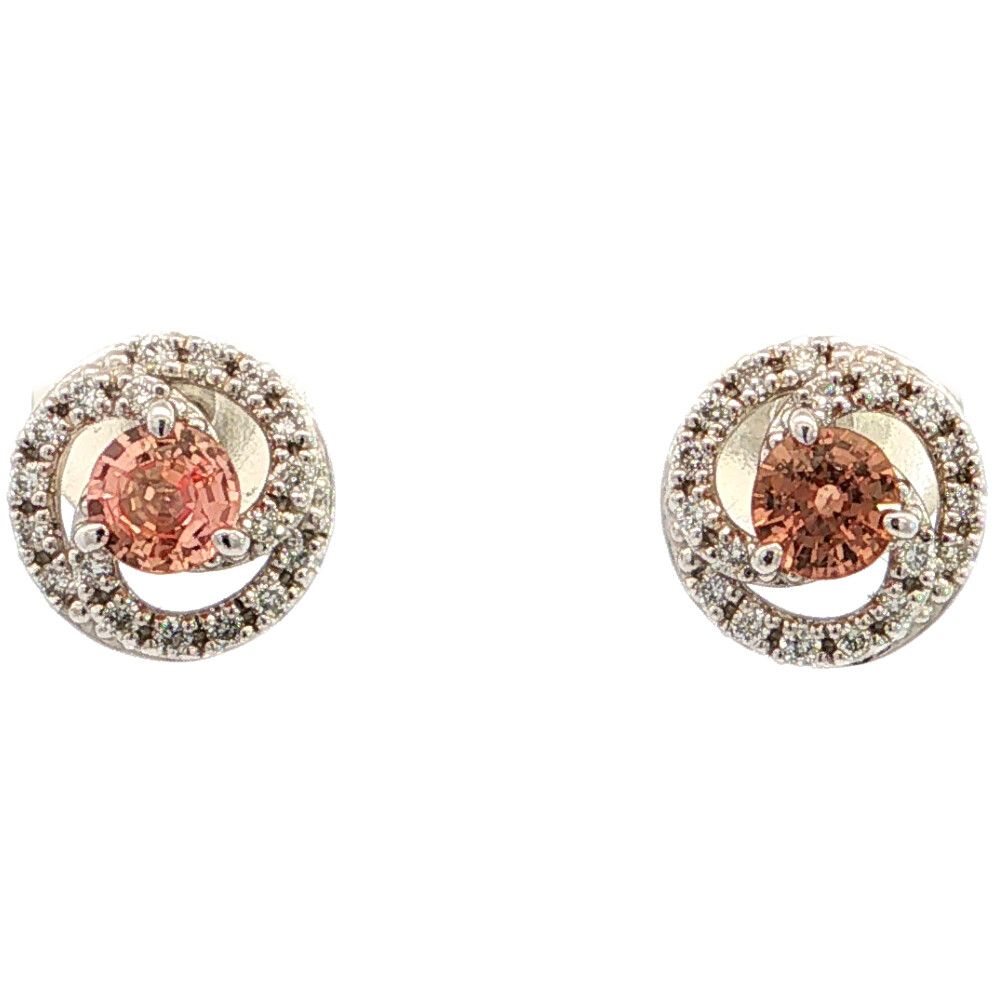 SA0.584ct 0.16ct パパラチア サファイア ダイヤモンドネックレス ペンダント Pt900-2.8g 0.296/0.08･0.288/0.08 プラチナ 【♀】【S】【レディース】★■623836【中古】