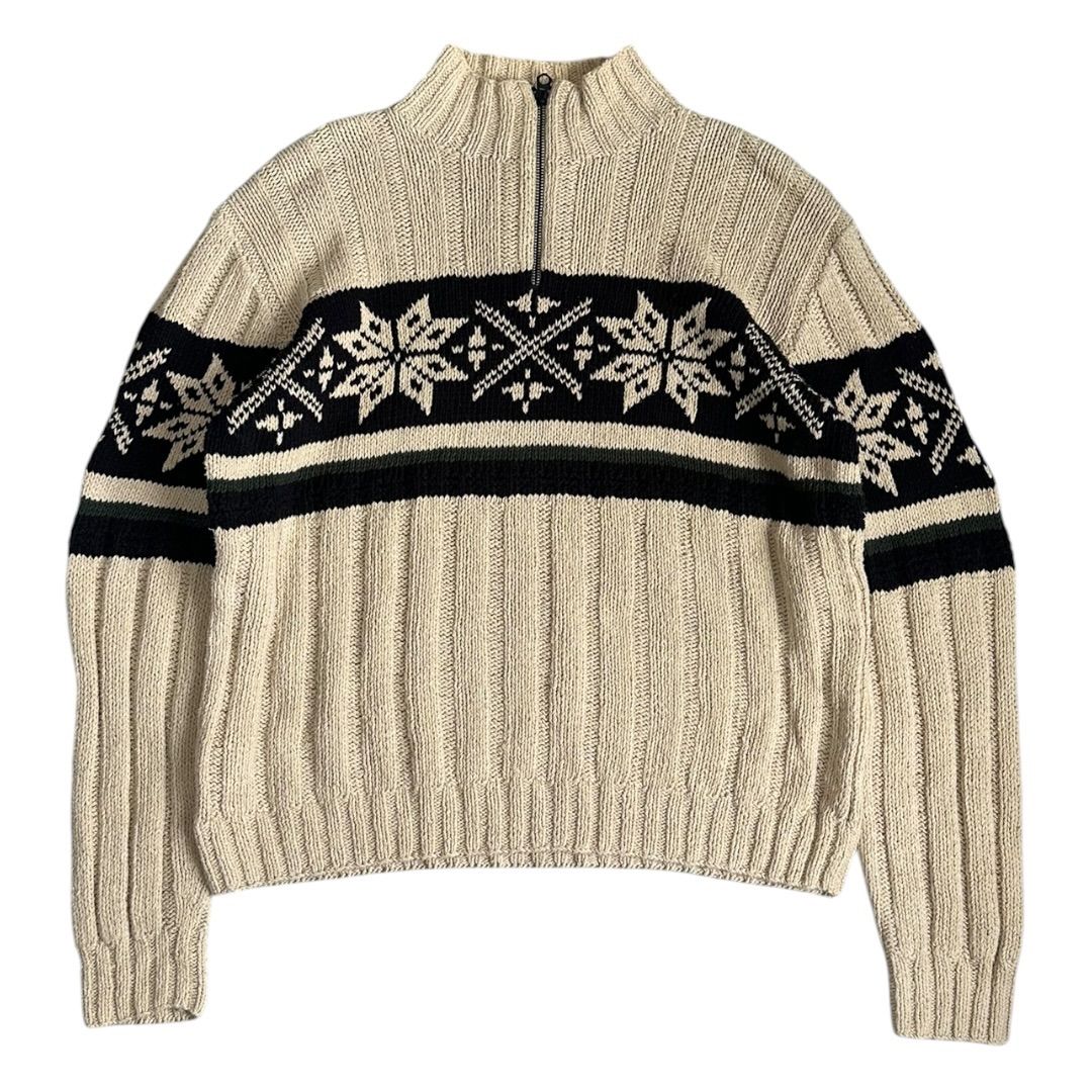 Polo Sport Ralph Lauren Hand Knit Half Zip Sweater M Cotton Linen / 90年代 ポロスポーツ ラルフローレン ハンドニット ハーフジップ コットンリネン M 6,915円