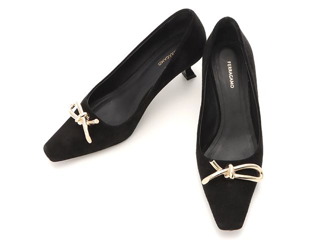 Salvatore Ferragamo サルヴァトーレフェラガモ アニー60パンプス/5.5/ブラック/スエード GC21840 レディース【中古】432