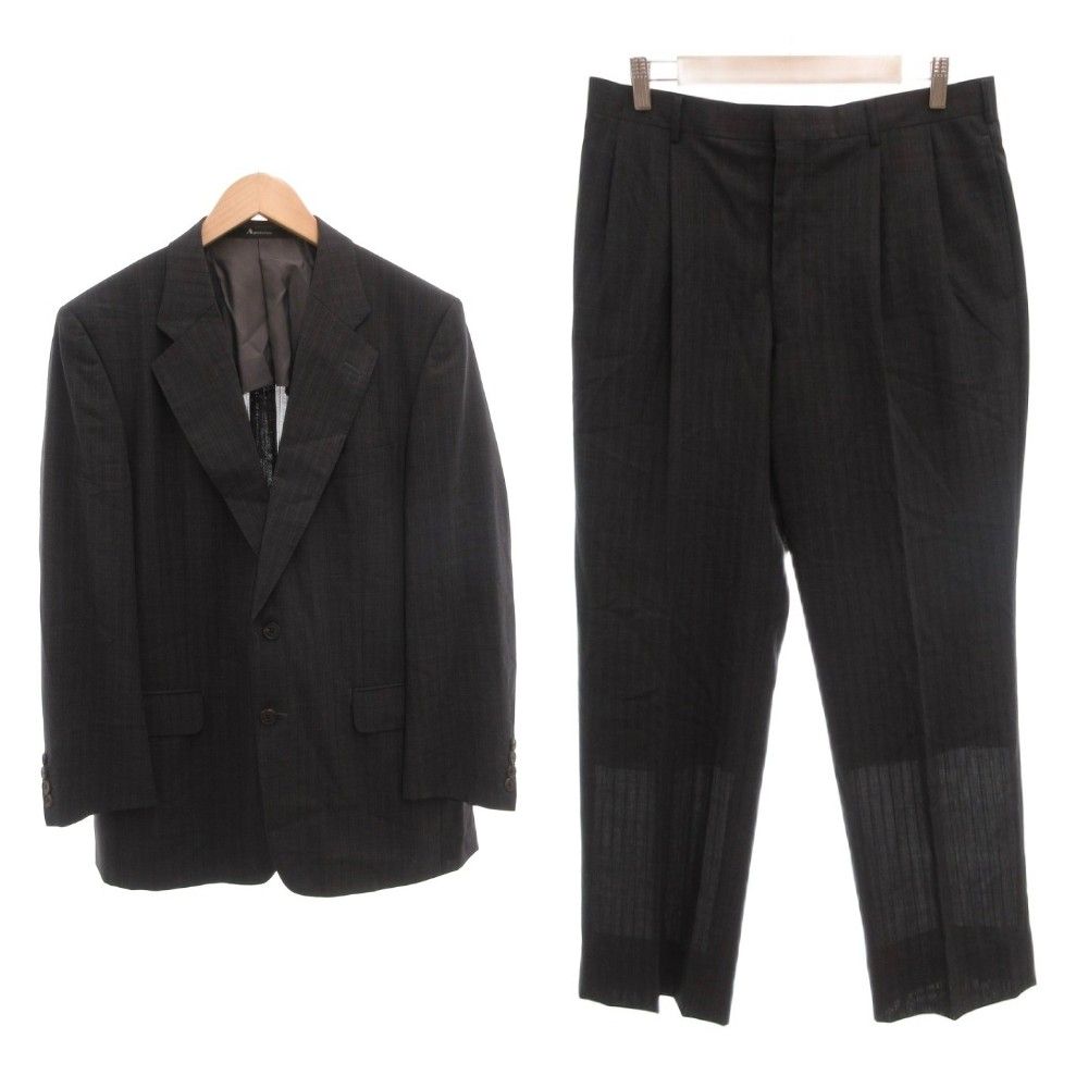 アクアスキュータム AQUASCUTUM セットアップ スーツ テーラードジャケット スラックスパンツ ストライプ柄 2つボタン シングル 98AB6 ダークグレー 6686030-98 /TQ ■GY50 12,243円