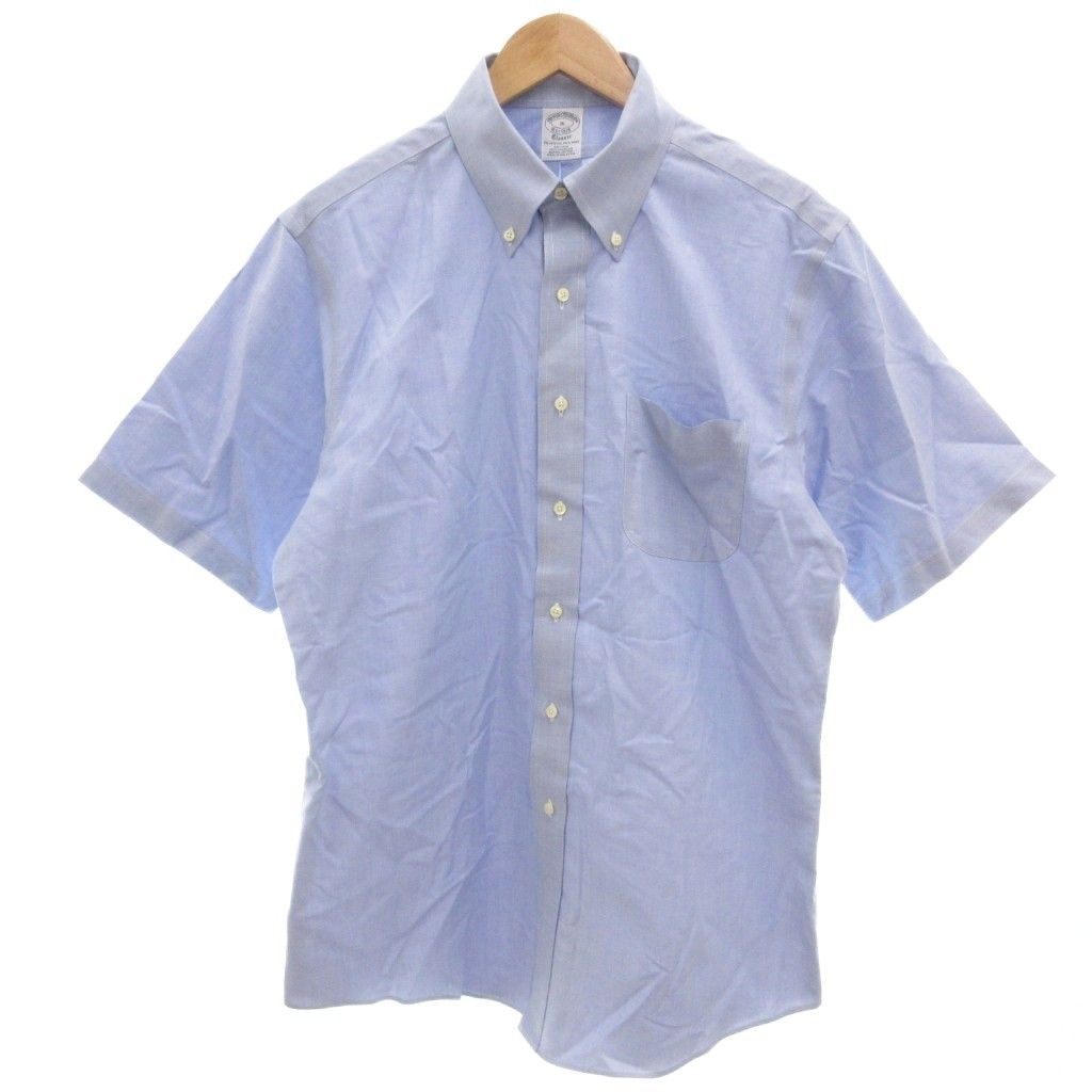 ブルックスブラザーズ BROOKS BROTHERS 美品 シャツ 半袖 16 ボタンダウンカラー フロントポケット ラウンドカット 青 ブルー /KB ■GY50