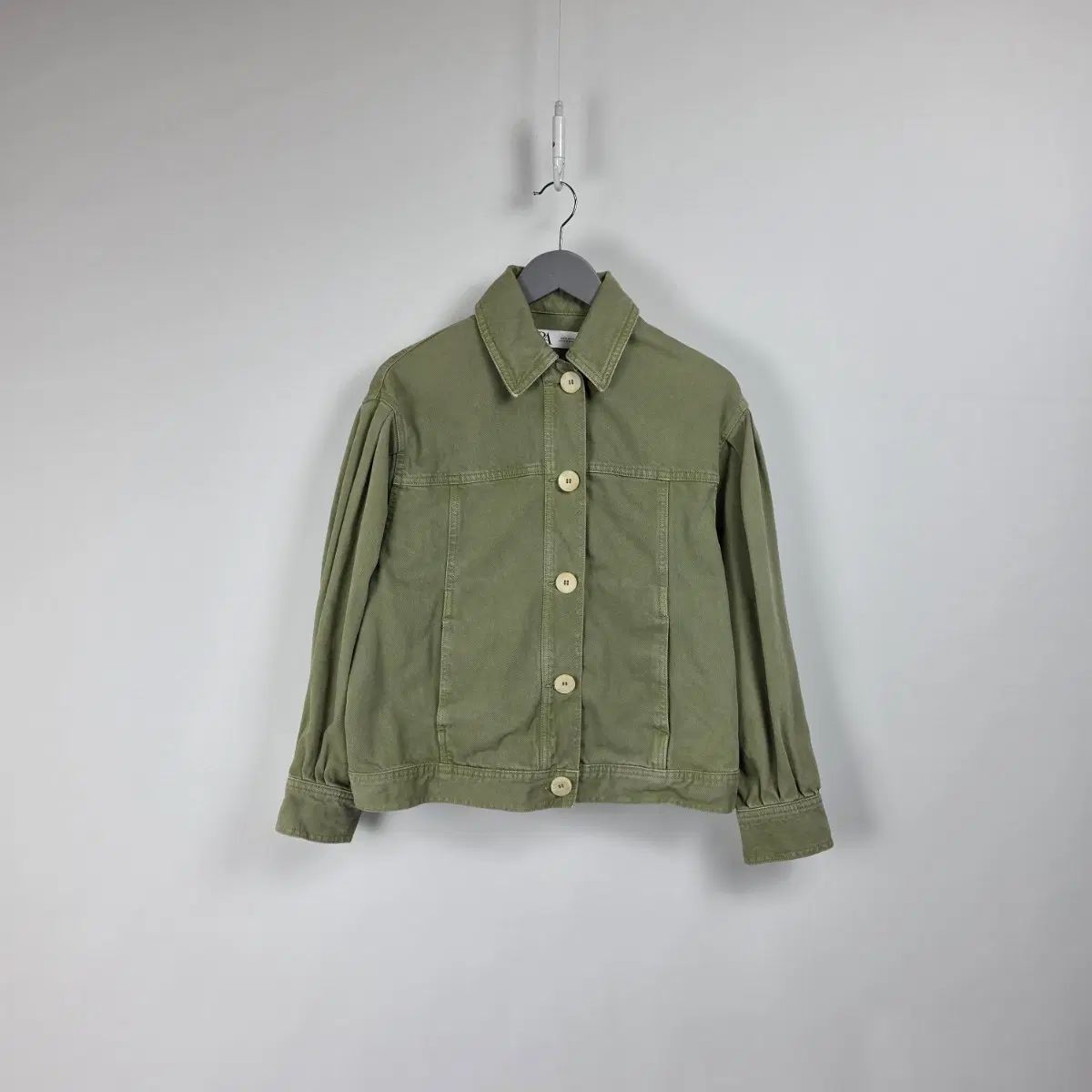 ザラ カーキ パフ袖 デニム ジャケット レディース 95 260903