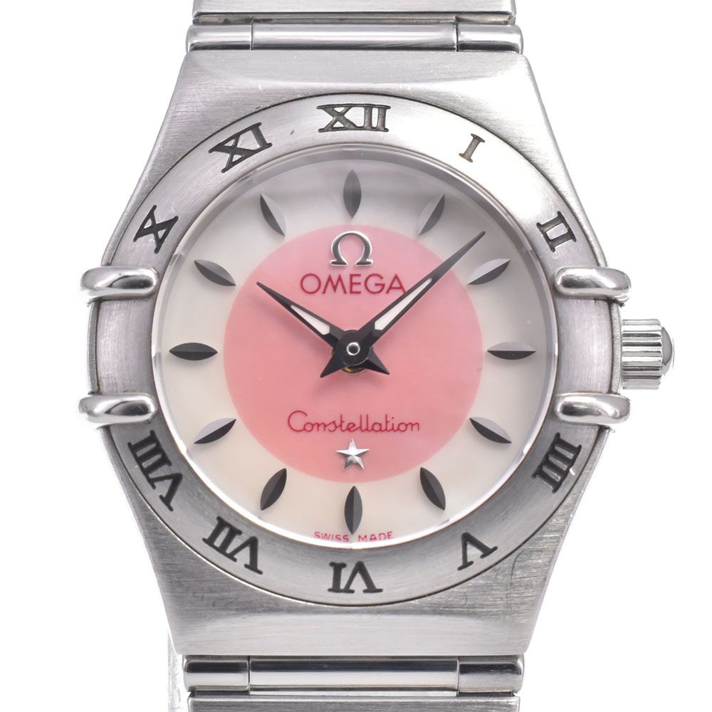 オメガ OMEGA 1562.83 コンステレーション ミニ 日本限定品 ホワイト/ピンク/シェル クォーツ レディース 良品 内箱付き 腕時計 G#149911 90,200円
