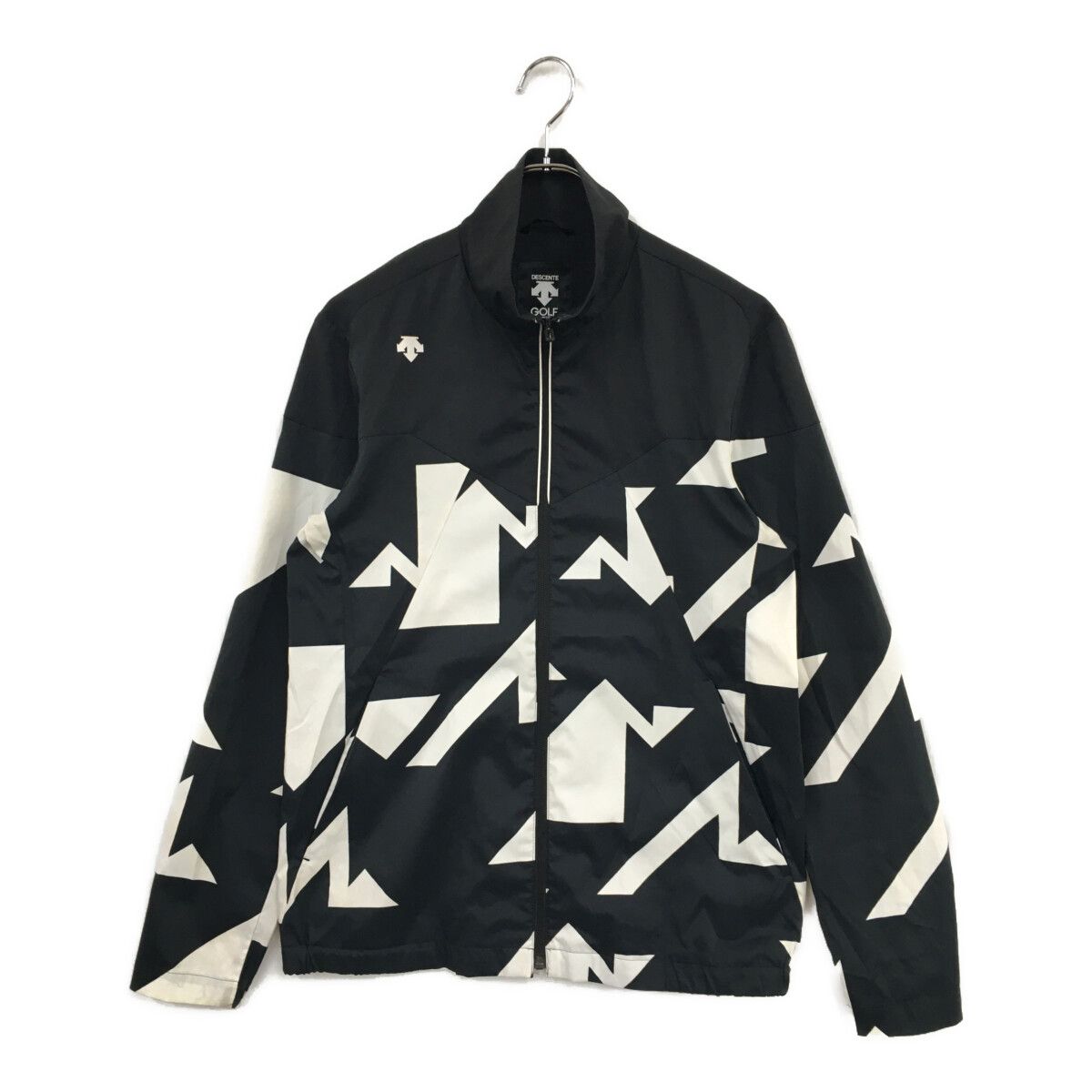 中古 メンズ デサントゴルフ DESCENTE GOLF フルジップアウター M ブラック 黒 幾何学模様 防風 撥水