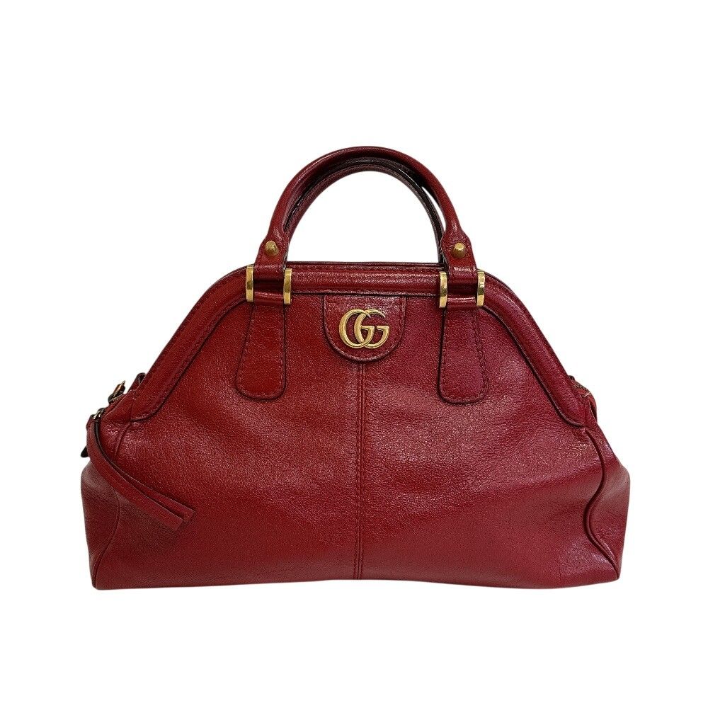 グッチ GUCCI リベル トップハンドル ミディアム バッグ 516459 レザー レッド ハンドバッグ レディース ショルダーストラップ欠損